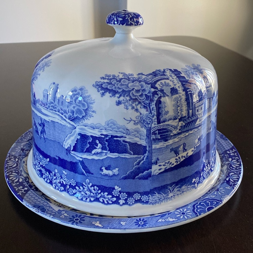 Vintage Spode Blue Italian Dome Covered Platter